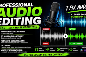 professionally clean, eq, and remove background noise