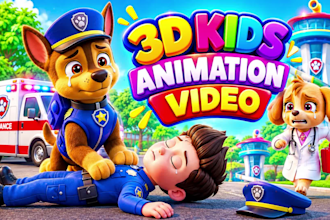 create 3d cartoon kids animation, nursery rhymes fun kids, 3d kids video editing