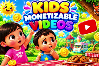 create 3d cartoon kids animation for moneitization and 3d kids video editing