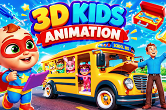 create 3d kids cartoon animations,kids learning video and 3d kids video editor