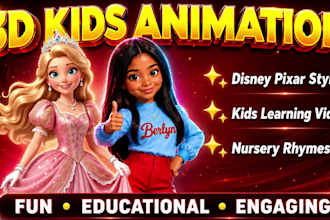 do fun 3d kids animation, 3d disney pixar ai animation, 3d cartoon kids learning
