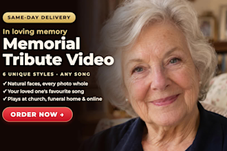 make a memorial slideshow and funeral tribute video with music same day