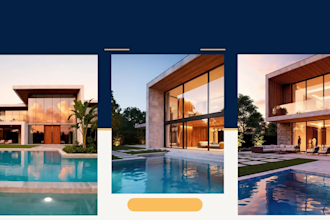 design luxury modern villa with exterior facade and landscape rendering