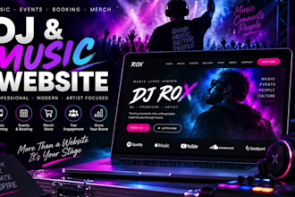 design dj, music artist, musician or band website with booking