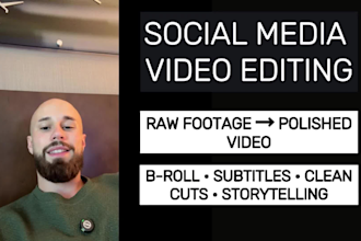 edit talking head videos, remove pauses, add b rolls, captions for social media