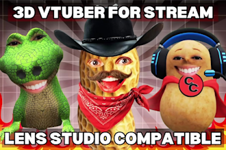 create a 3d vtuber filter burnt peanut style for snap camera and lens studio
