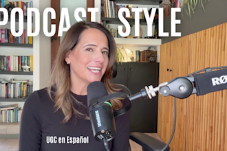 create podcast style ugc video ads in spanish for brands and apps