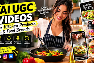 create ai ugc video for kitchen utility product, food ugc