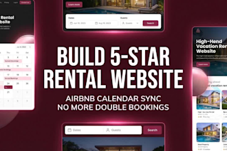create a premium single,multi property rental website with airbnb calendar sync