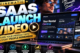 create a cinematic saas and ai startup launch video for your product, app promo