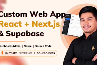 custom web developer with react, next, and supabase