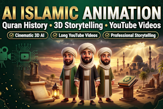 make educational ai islamic animation, long quran ai history youtube videos
