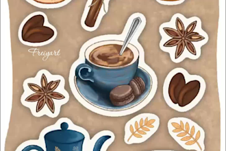 design custom illustrations, stickers, and clip art