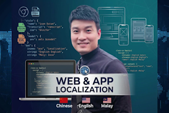 translate and localize website, app in chinese english malay