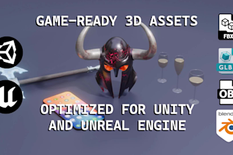 create 3d models, props, assets in fantasy, realistic or sci fi styles