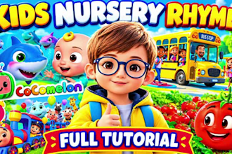 create 3d kids animation, 2d, 3d animation, cartoon animation in cocomelon style