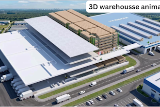 do 3d industrial warehouse animation, factory walkthrough, intralogistic process