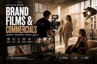 create cinematic brand videos, commercials, and 4k videography