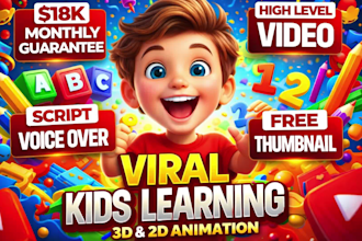 produce 3d,2d kids learning videos, nursery rhymes, animation for kids