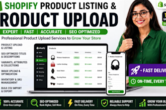 do shopify product listing, product upload and ecommerce data entry