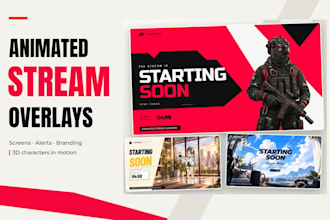 design animated twitch stream overlays for youtube and kick