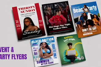 design premium canva flyers, cartoon flyer, church flyer and poster presentation