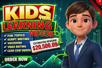 create profitable kids learning videos, animation for kids, nursery rhymes