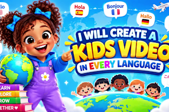 create 3d kids learning videos in all languages