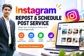 find and post content for instagram repost and schedule post