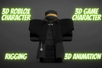 model rig and animate 3d roblox character 3d game character 3d game assets props