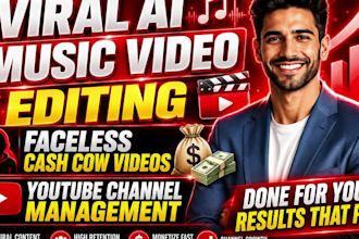 viral ai music video editing, faceless cash cow video, youtube channel manager