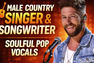 be your male country singer songwriter soulful pop lead vocalist for custom song