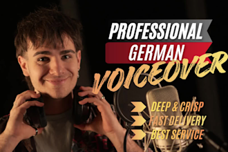 record a professional german voice over with a deep voice