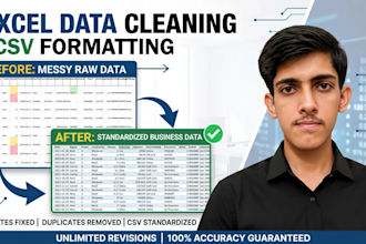 clean excel databases, format CSV, and remove duplicates