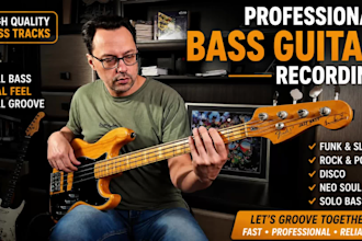 record professional bass guitar for your pop, rock or funk track
