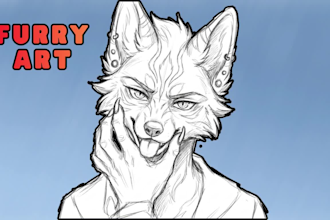 draw cute furry oc, fursona, anthro and furry pfp art