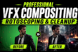 do professional vfx compositing, rotoscoping and cleanup
