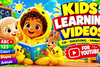 produce viral 3d cartoon kids animation and 3d kids video editing for youtube