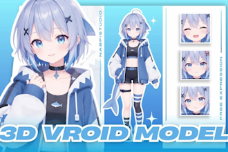 create custom 3d vroid vtuber model, vrchat avatar and rigging
