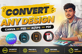 convert canva to PSD, ai, PDF and editable files