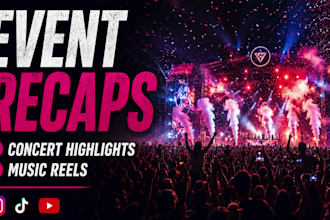 do event video editing, event recap, highlight concert, night club, music reels