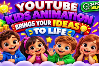 create 3d kids cartoon animation video, best 3d kids learning video for youtube