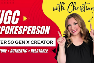create mature ugc, amazon, tiktok, youtube, spokesperson, genx