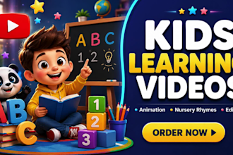 edit educational kids learning videos, cartoon animation, nursery rhymes