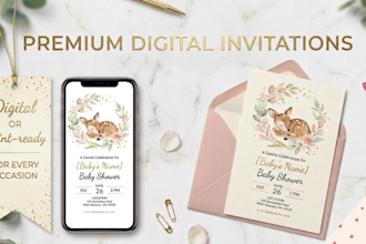 design elegant static digital or printable invitations cards