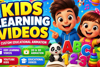 create kids learning videos for youtube kids channel with 3d kids animation