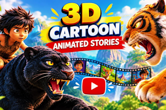 do stunning 3d cartoon kids animation and 3d kids video editing for youtube