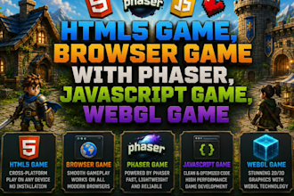develop html5 game, browser game with phaser, javascript game, webgl game