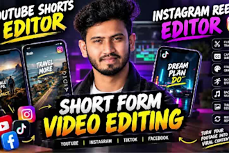 edit your instagram reels, youtube shorts, facebook shorts and tiktok