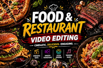 do food , cooking and restaurant promo video editing in 24hr